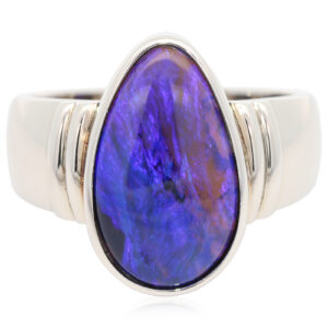 Sterling Silver Blue Purple Green Black Opal Men's Ring