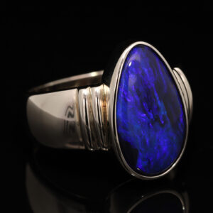 Sterling Silver Blue Purple Green Black Opal Men's Ring