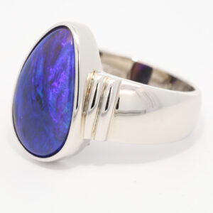 Sterling Silver Blue Purple Green Black Opal Men's Ring
