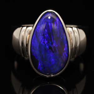 Sterling Silver Blue Purple Green Black Opal Men's Ring