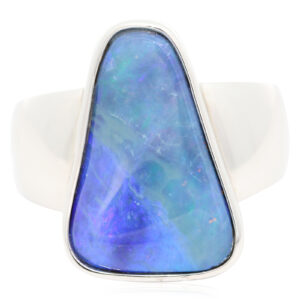 Sterling Silver Blue Green Purple Boulder Opal Men's Ring