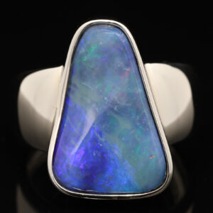 Sterling Silver Blue Green Purple Boulder Opal Men's Ring