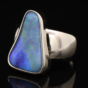 Sterling Silver Blue Green Purple Boulder Opal Men's Ring