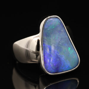 Sterling Silver Blue Green Purple Boulder Opal Men's Ring
