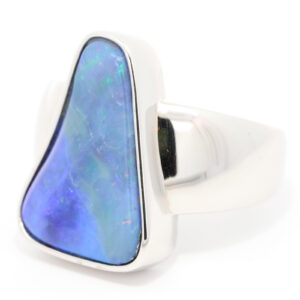 Sterling Silver Blue Green Purple Boulder Opal Men's Ring