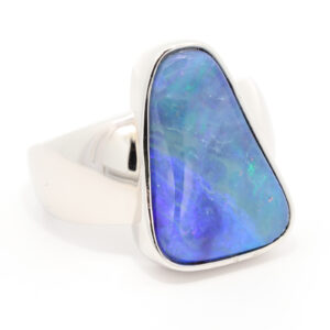 Sterling Silver Blue Green Purple Boulder Opal Men's Ring