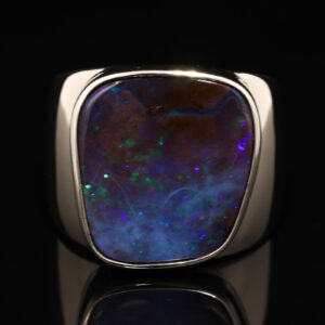 Sterling Silver Blue Green Purple Boulder Opal Men's Ring