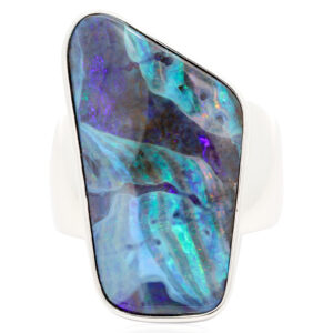 Sterling Silver Blue Green Purple Pink Boulder Opal Ring