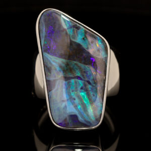 Sterling Silver Blue Green Purple Pink Boulder Opal Ring