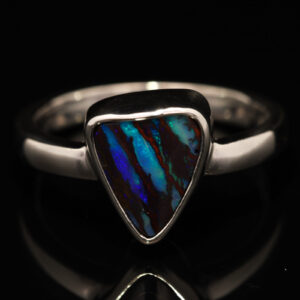 Sterling Silver Blue Green Purple Boulder Opal Ring