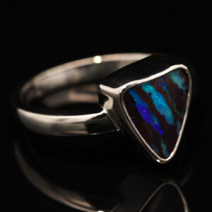 Sterling Silver Blue Green Purple Boulder Opal Ring