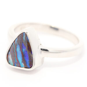 Sterling Silver Blue Green Purple Boulder Opal Ring