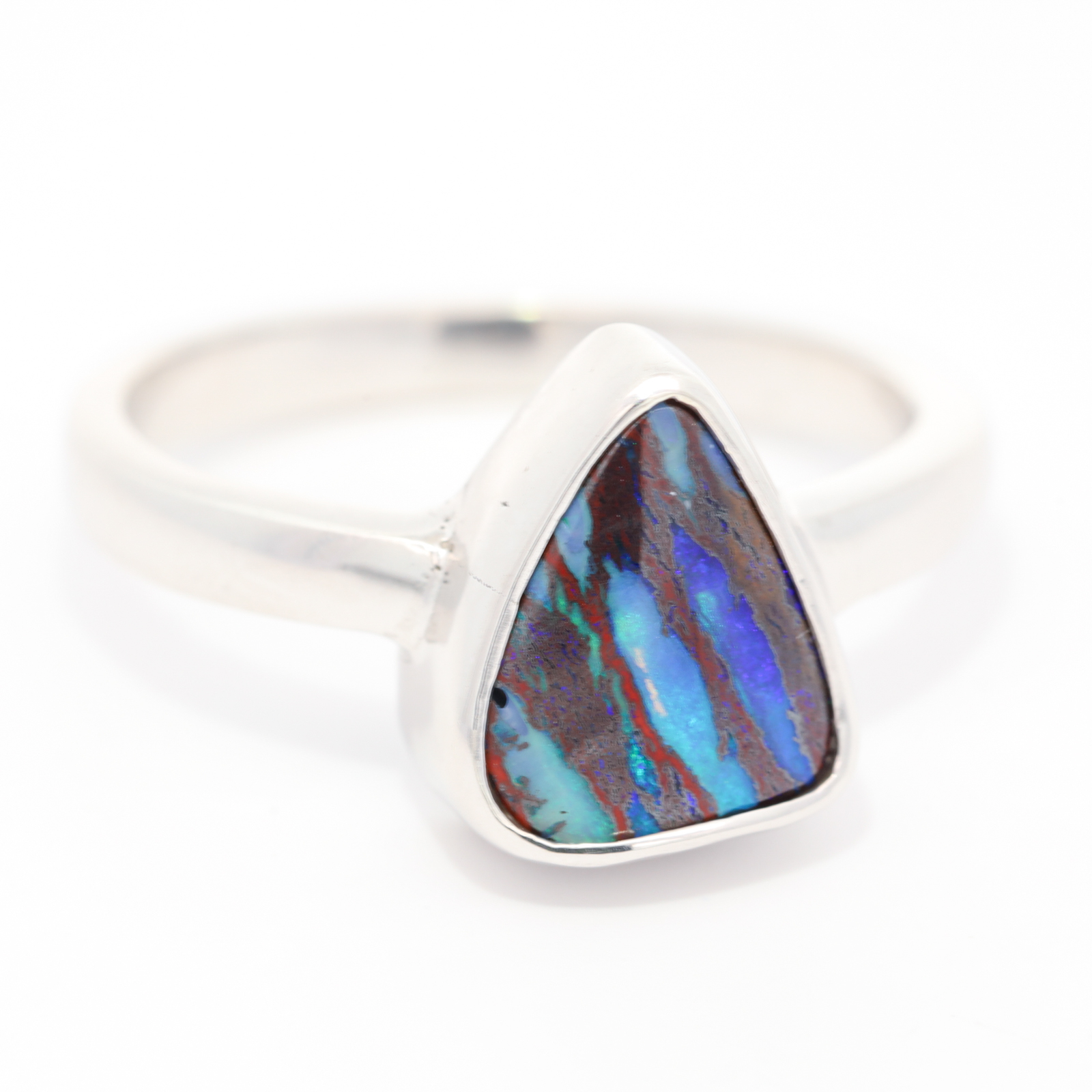 Sterling Silver Blue Green Purple Boulder Opal Ring