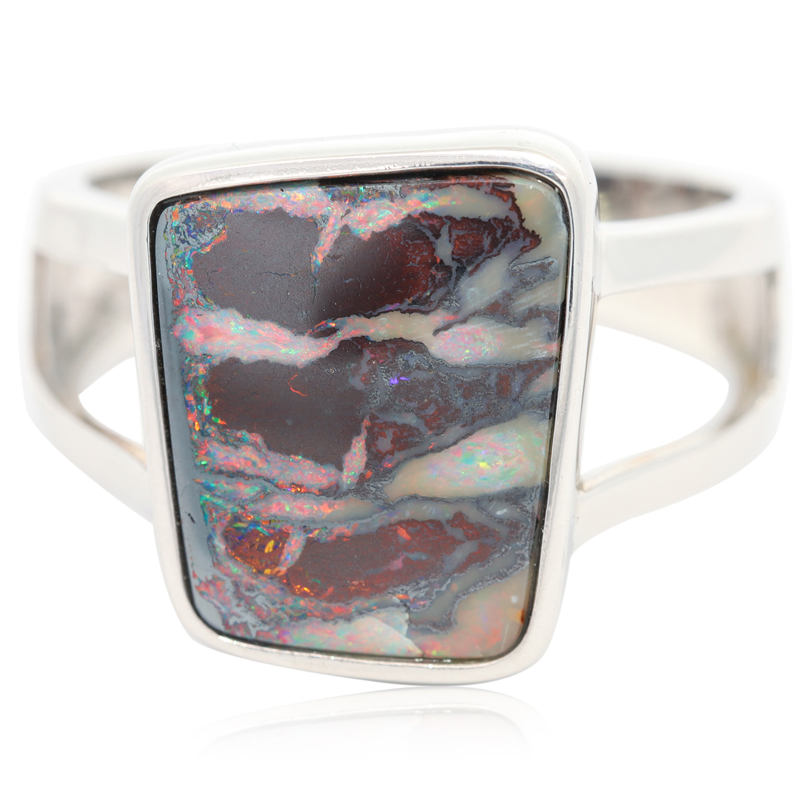 Sterling Silver Blue Green Yellow Orange Red Pink Boulder Opal Ring