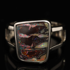 Sterling Silver Blue Green Yellow Orange Red Pink Boulder Opal Ring