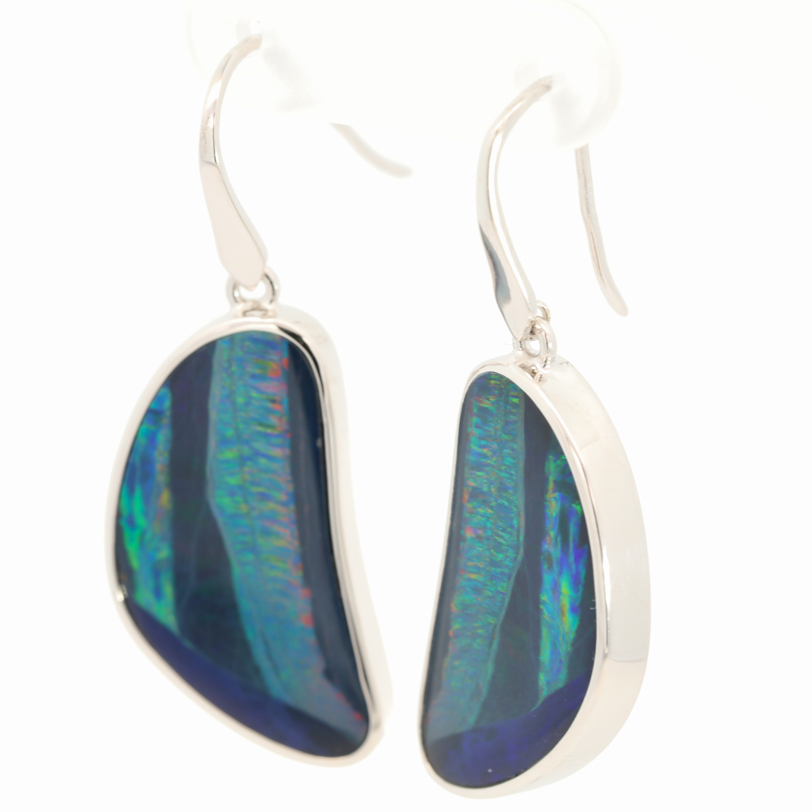 Sterling Silver Blue Green yellow Orange Red Doublet Opal Earrings