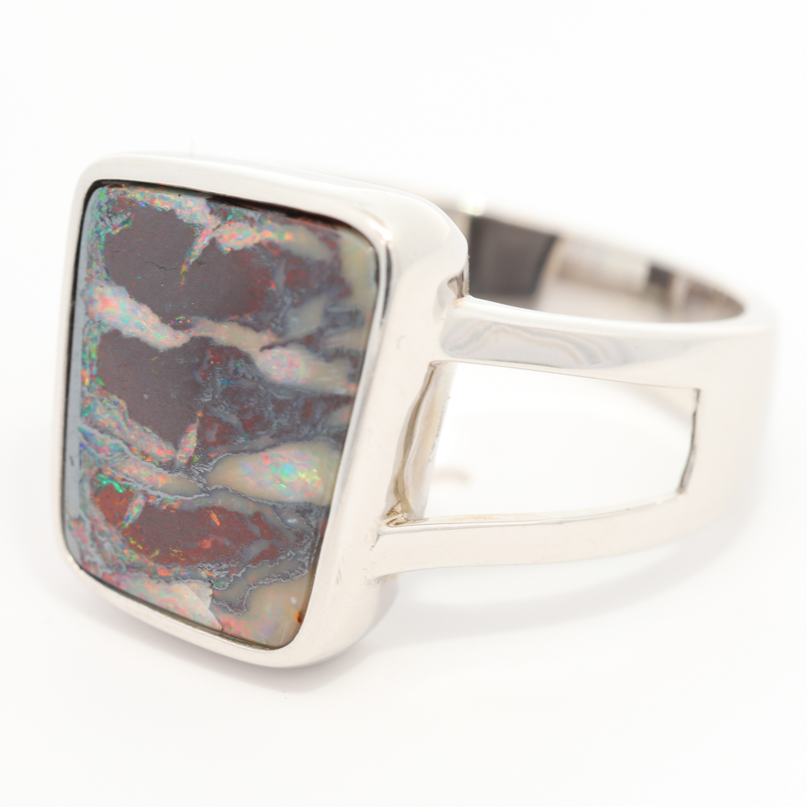 Sterling Silver Blue Green Yellow Orange Red Pink Boulder Opal Ring