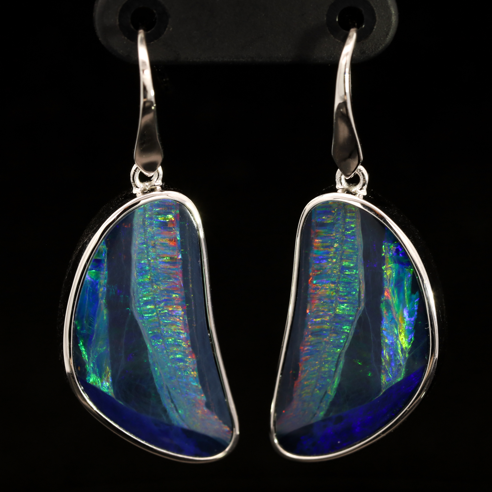 Sterling Silver Blue Green yellow Orange Red Doublet Opal Earrings