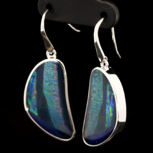 Sterling Silver Blue Green yellow Orange Red Doublet Opal Earrings