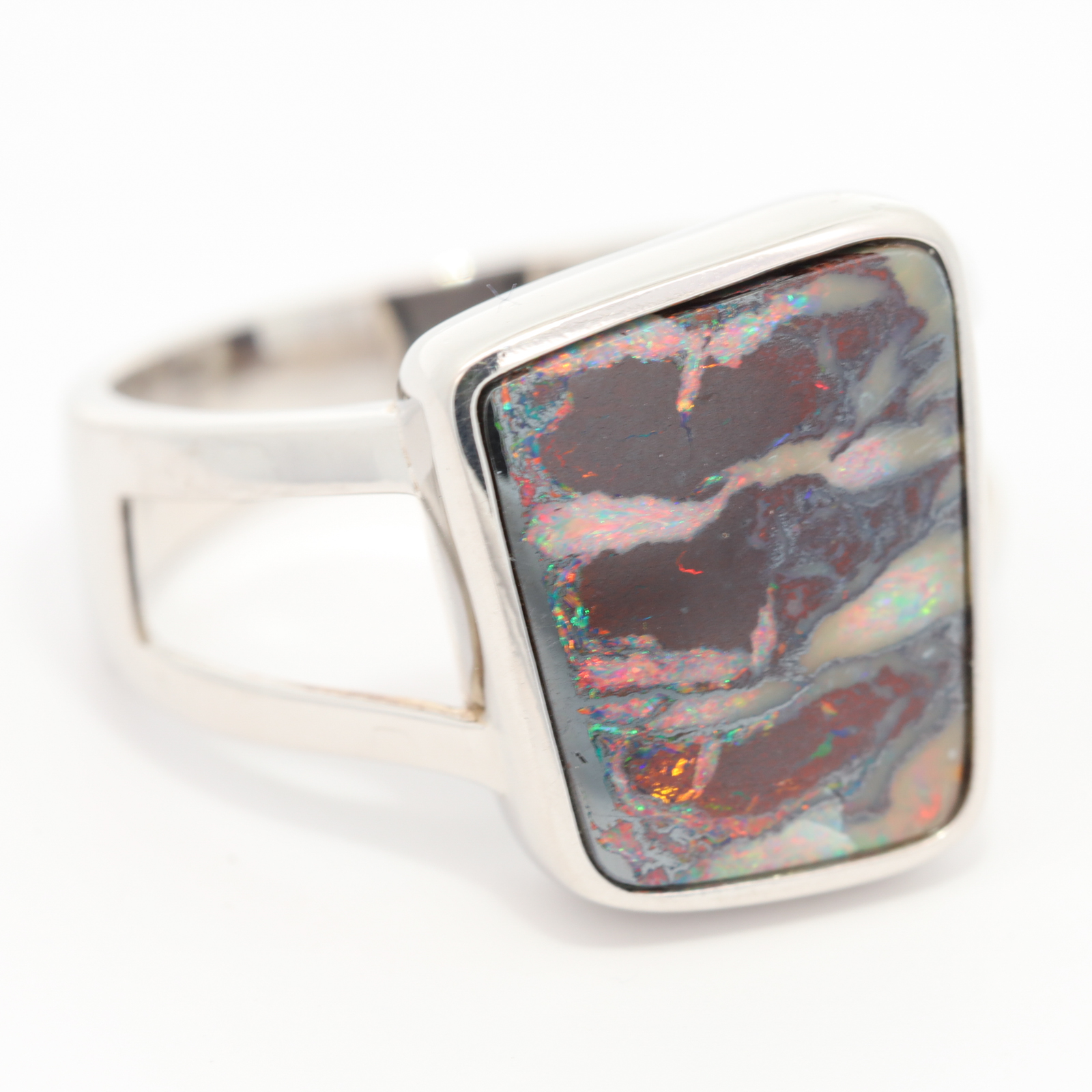 Sterling Silver Blue Green Yellow Orange Red Pink Boulder Opal Ring