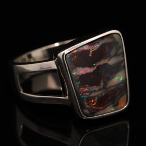 Sterling Silver Blue Green Yellow Orange Red Pink Boulder Opal Ring