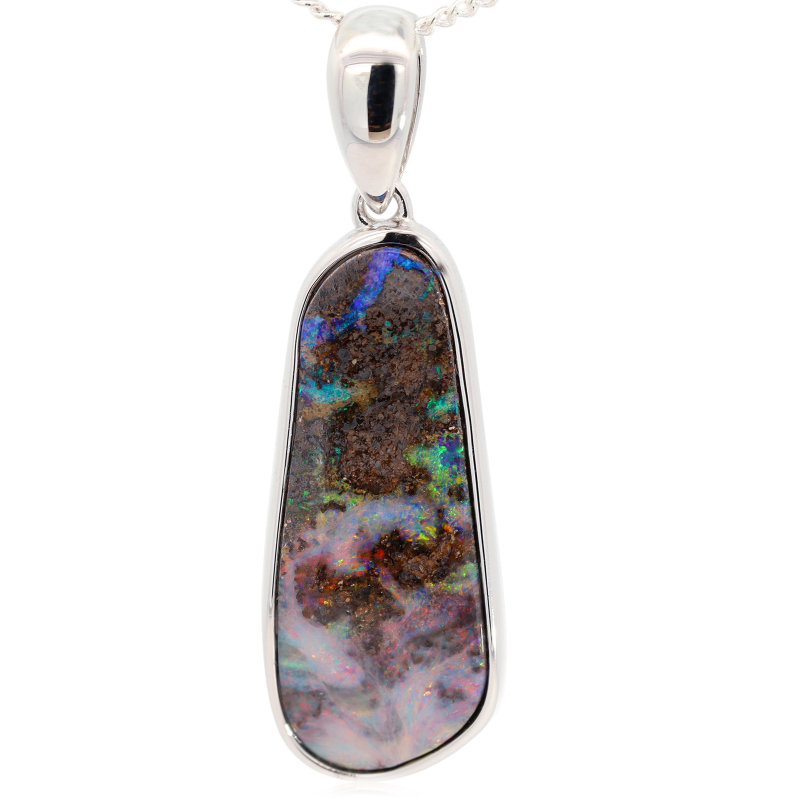 Sterling Silver Blue Green Yellow Orange Red Pink Boulder Opal Pendant