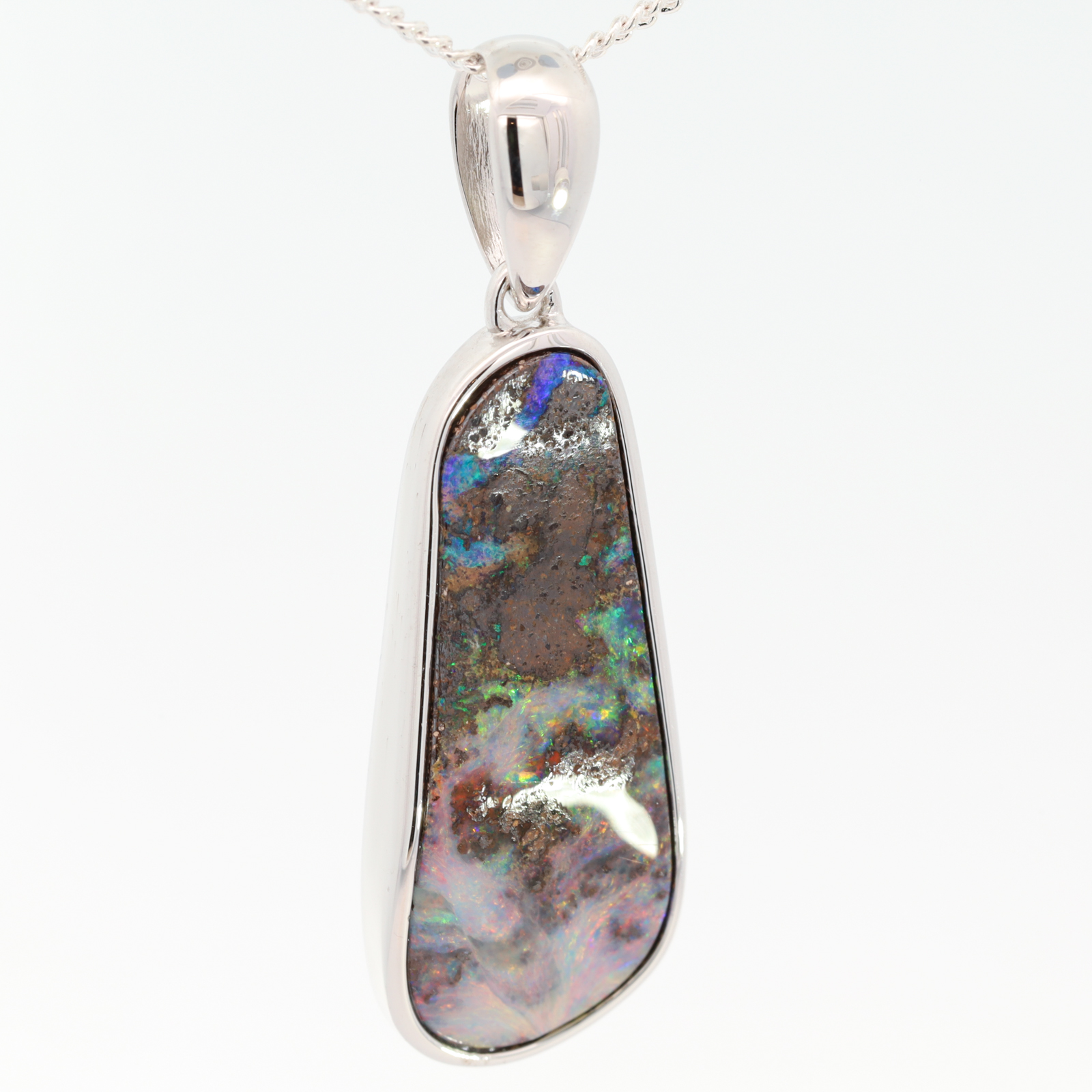 Sterling Silver Blue Green Yellow Orange Red Pink Boulder Opal Pendant