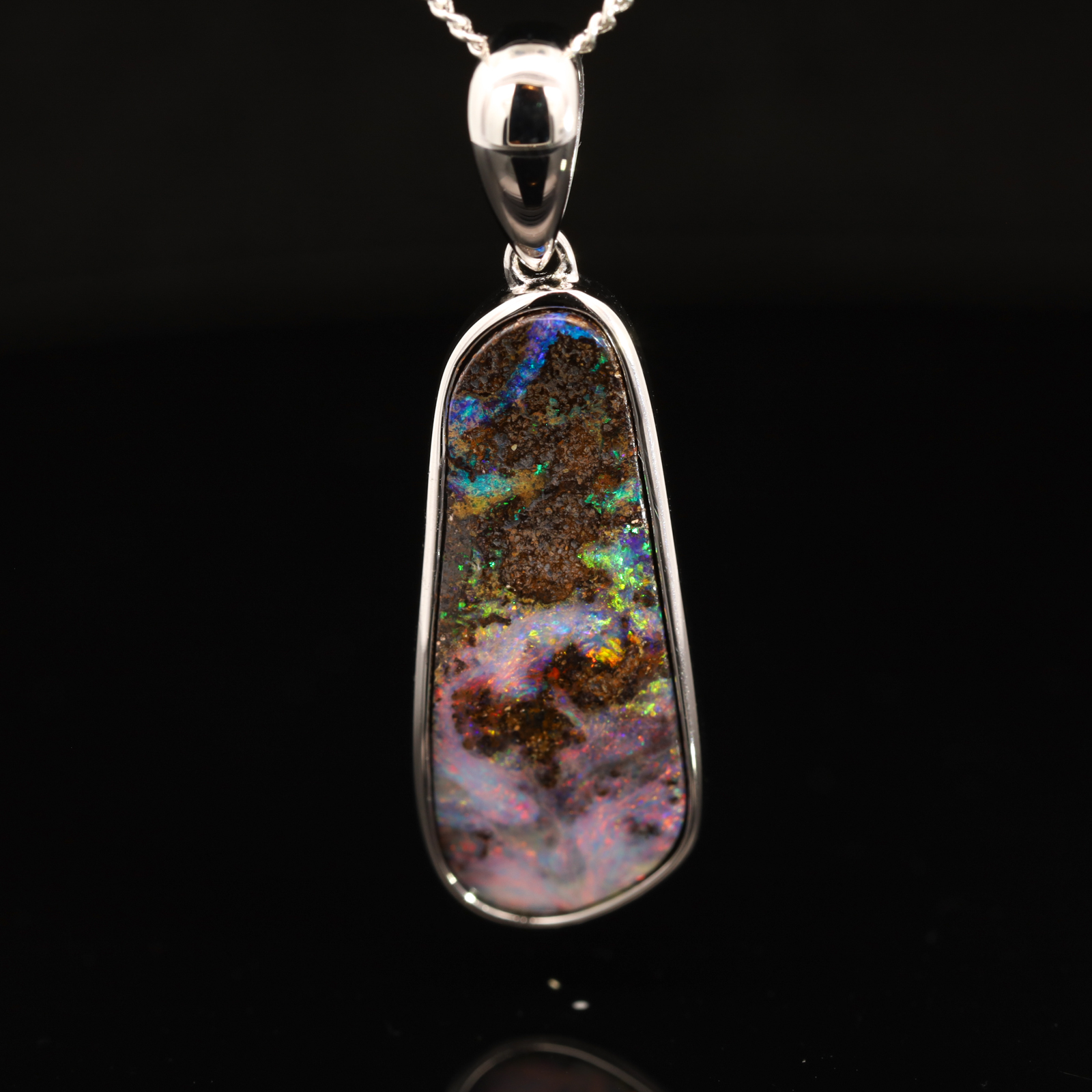 Sterling Silver Blue Green Yellow Orange Red Pink Boulder Opal Pendant