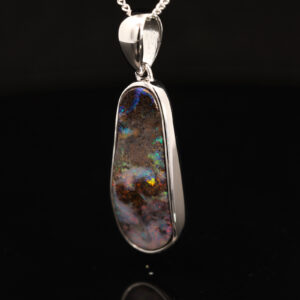 Sterling Silver Blue Green Yellow Orange Red Pink Boulder Opal Pendant