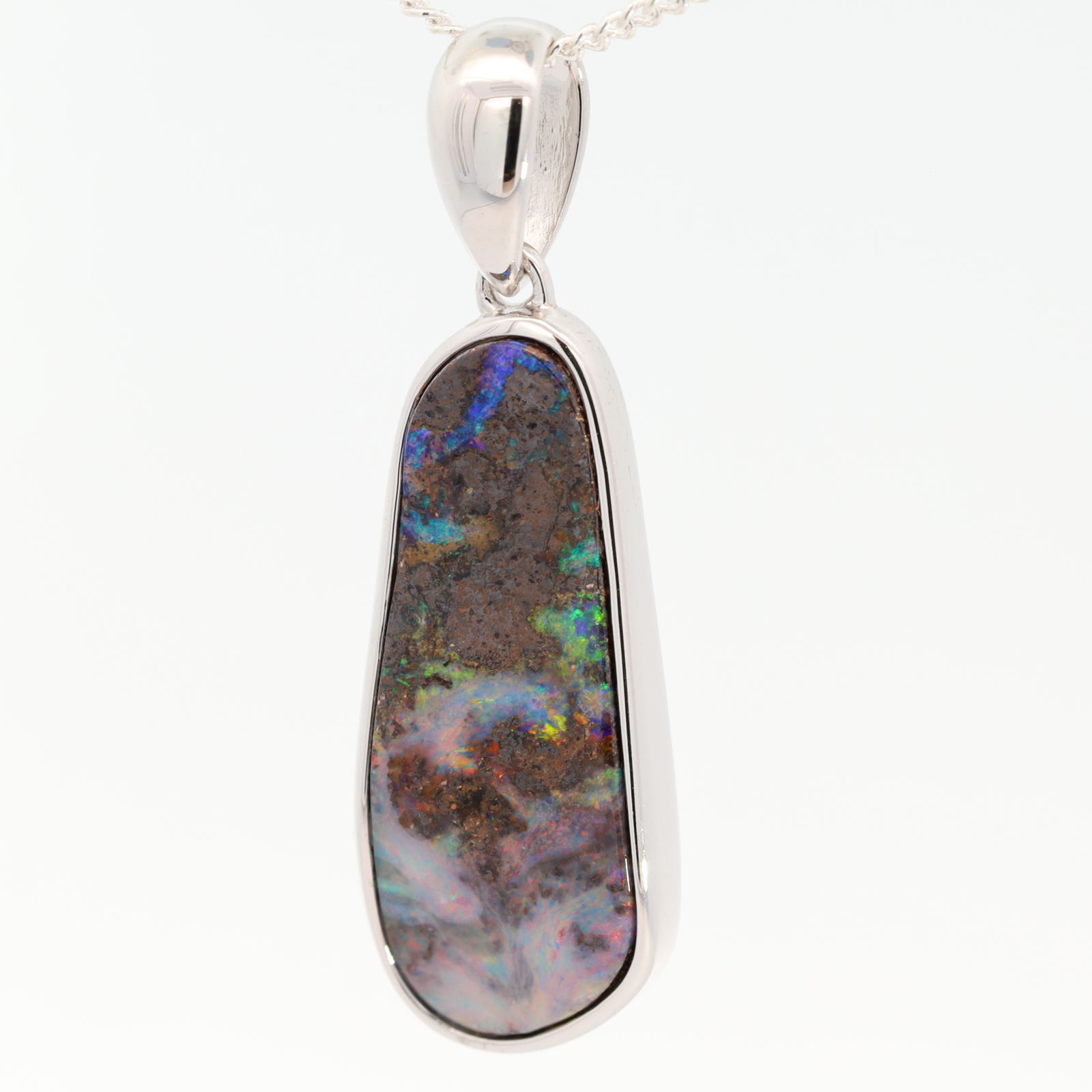 Sterling Silver Blue Green Yellow Orange Red Pink Boulder Opal Pendant