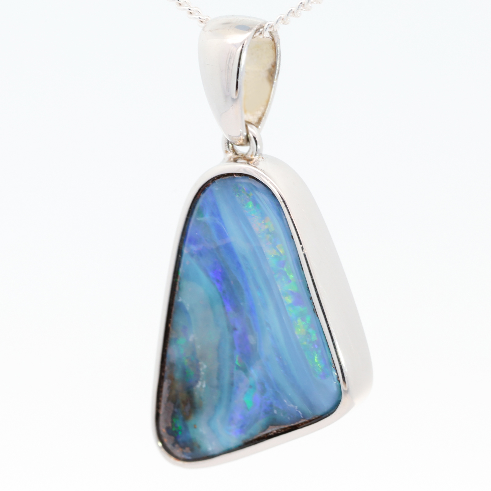 Sterling Silver Blue Green Yellow Orange Purple Boulder Opal