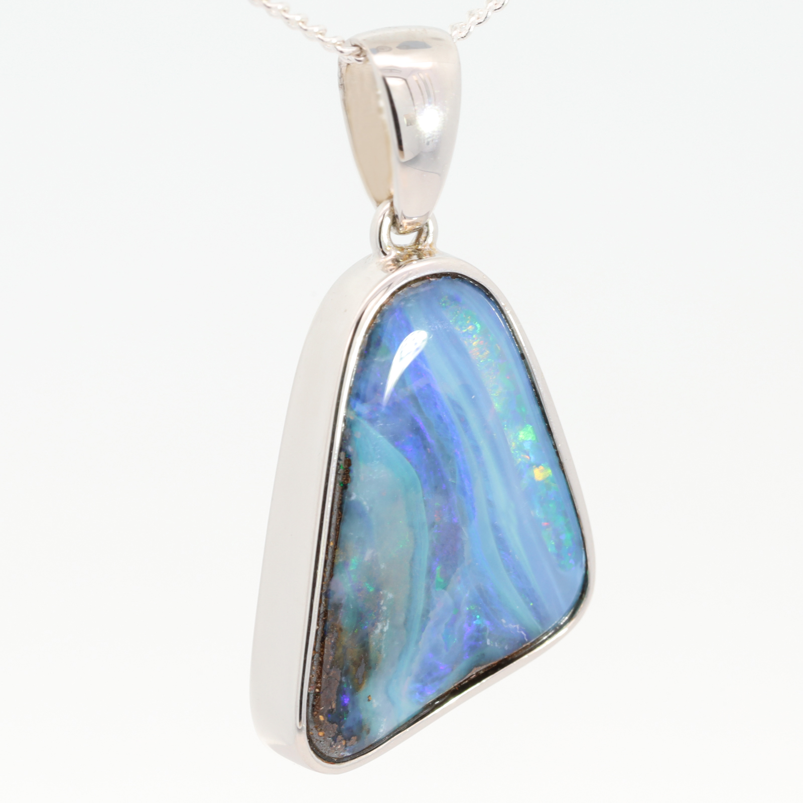 Sterling Silver Blue Green Yellow Orange Purple Boulder Opal