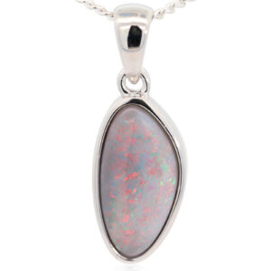 Sterling Silver Blue Green Red Pink Semi Black Opal Pendant