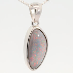 Sterling Silver Blue Green Red Pink Semi Black Opal Pendant