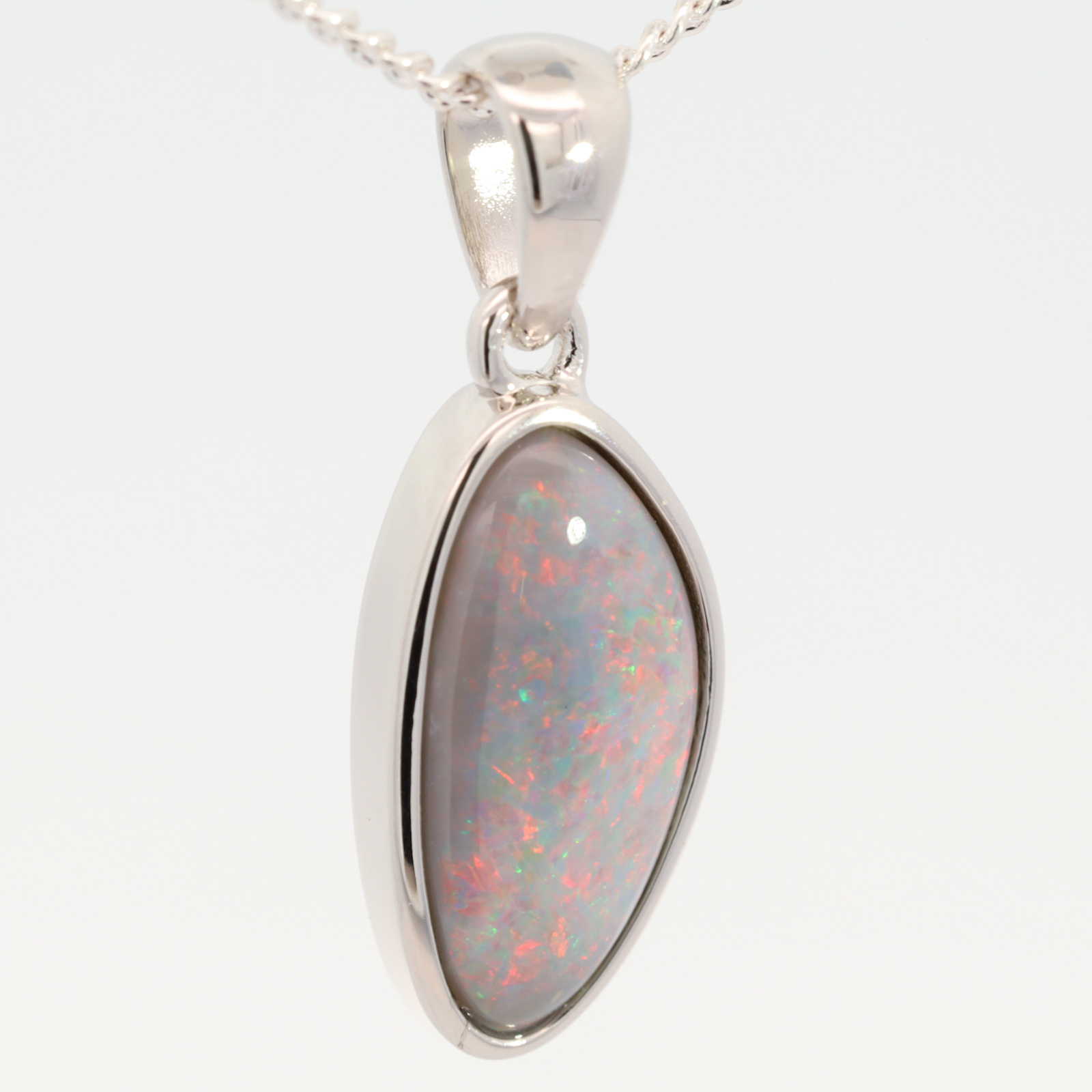 Sterling Silver Blue Green Red Pink Semi Black Opal Pendant