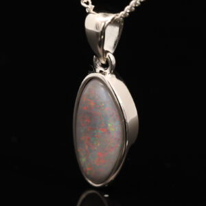 Sterling Silver Blue Green Red Pink Semi Black Opal Pendant