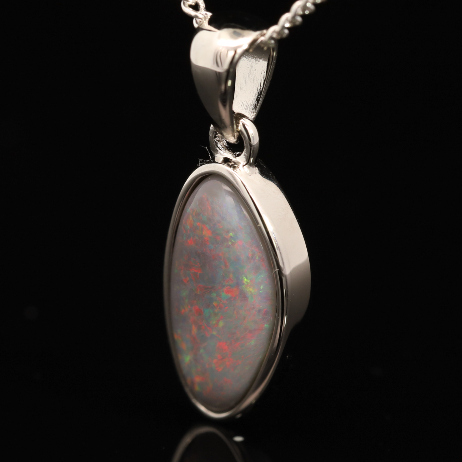 Sterling Silver Blue Green Red Pink Semi Black Opal Pendant