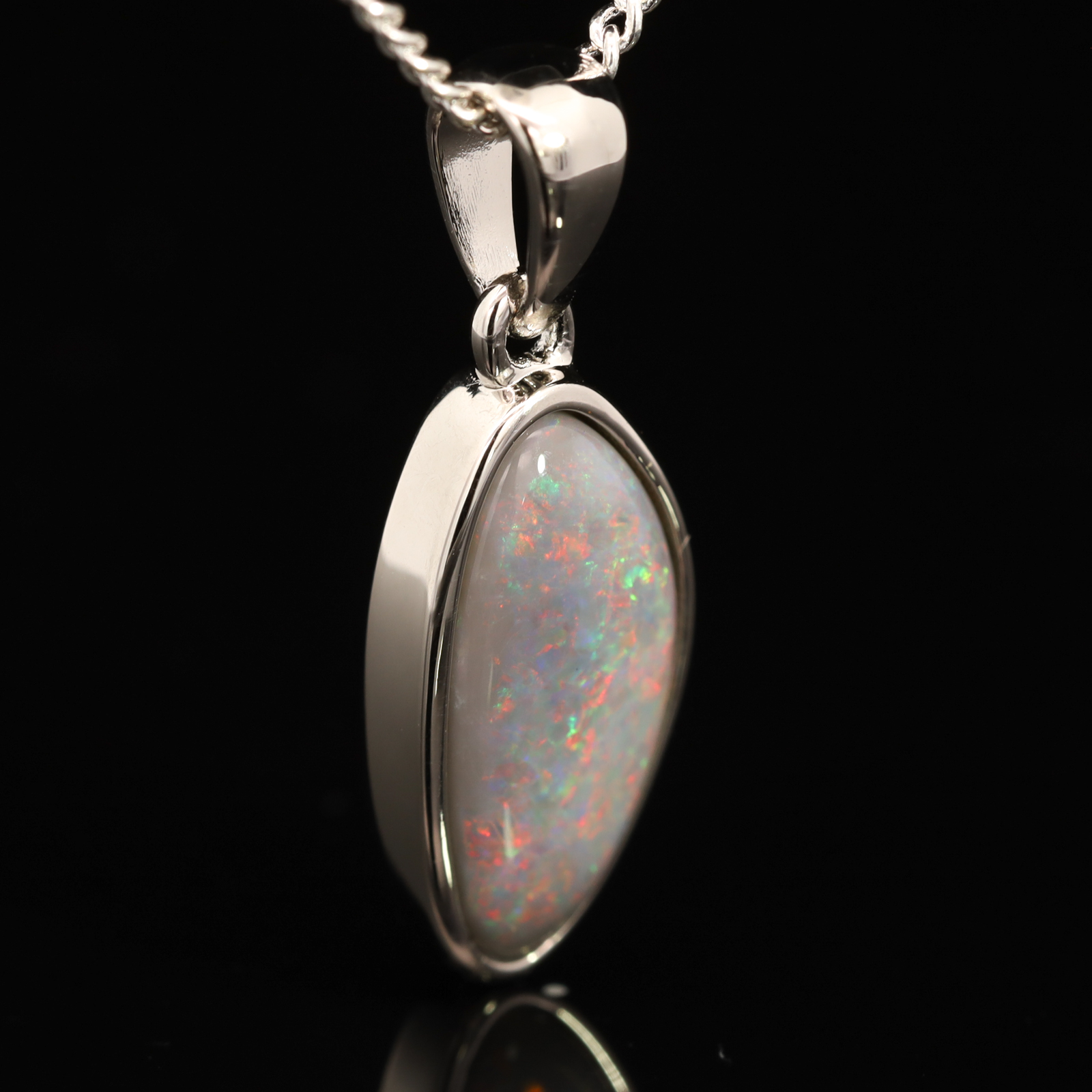 Sterling Silver Blue Green Red Pink Semi Black Opal Pendant