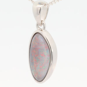 Sterling Silver Blue Green Red Pink Semi Black Opal Pendant