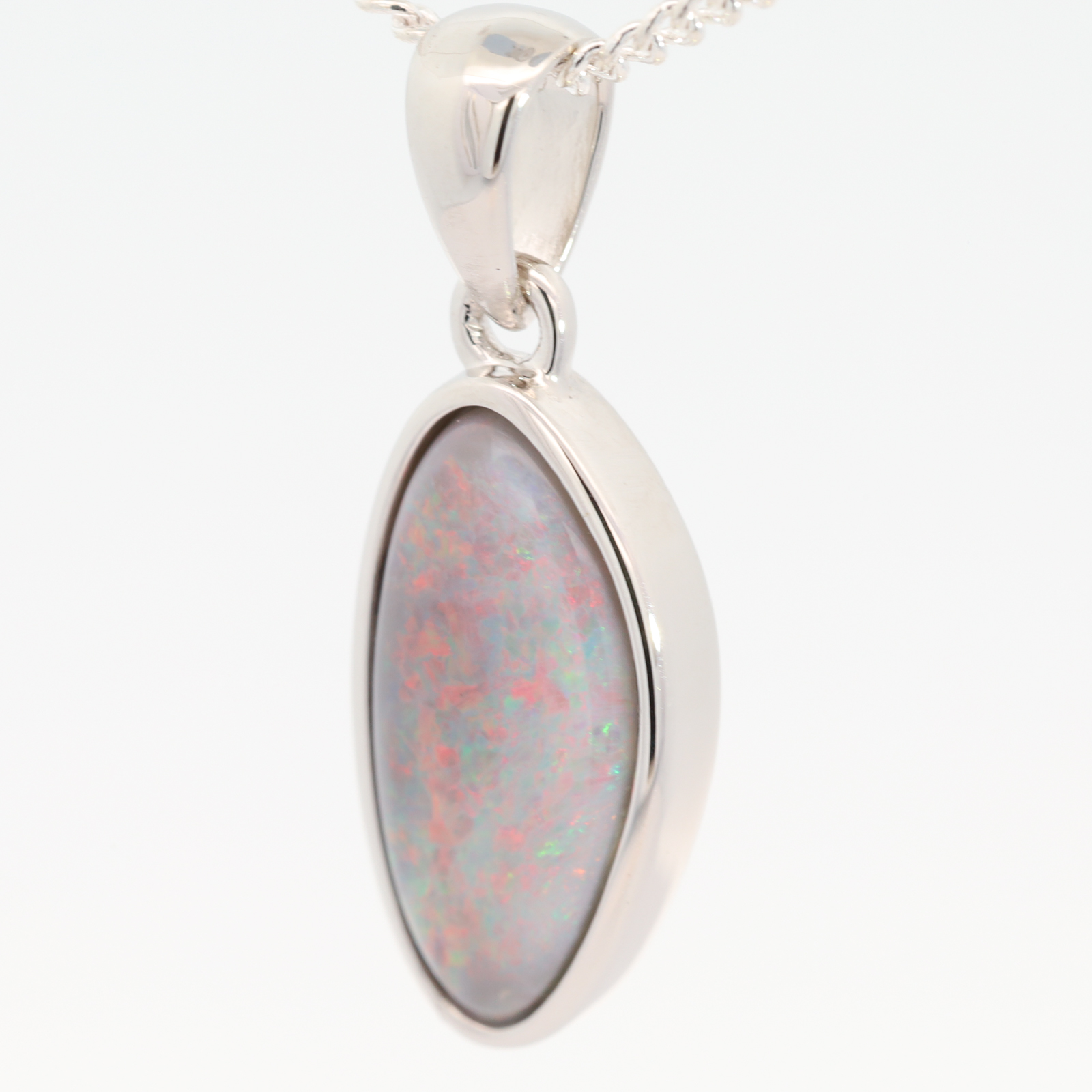 Sterling Silver Blue Green Red Pink Semi Black Opal Pendant