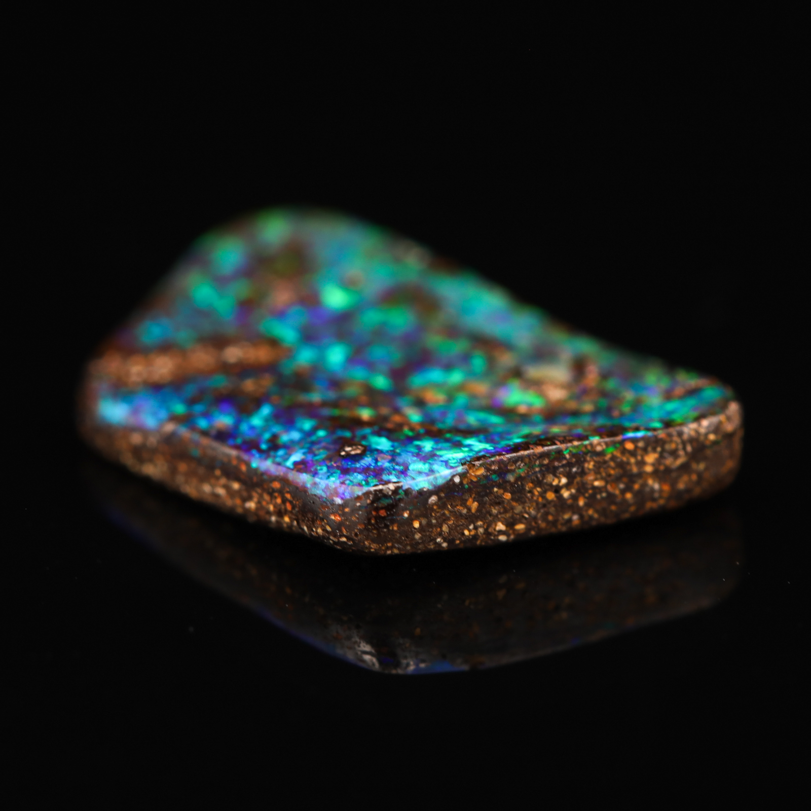 Unset Blue Green Boulder Opal