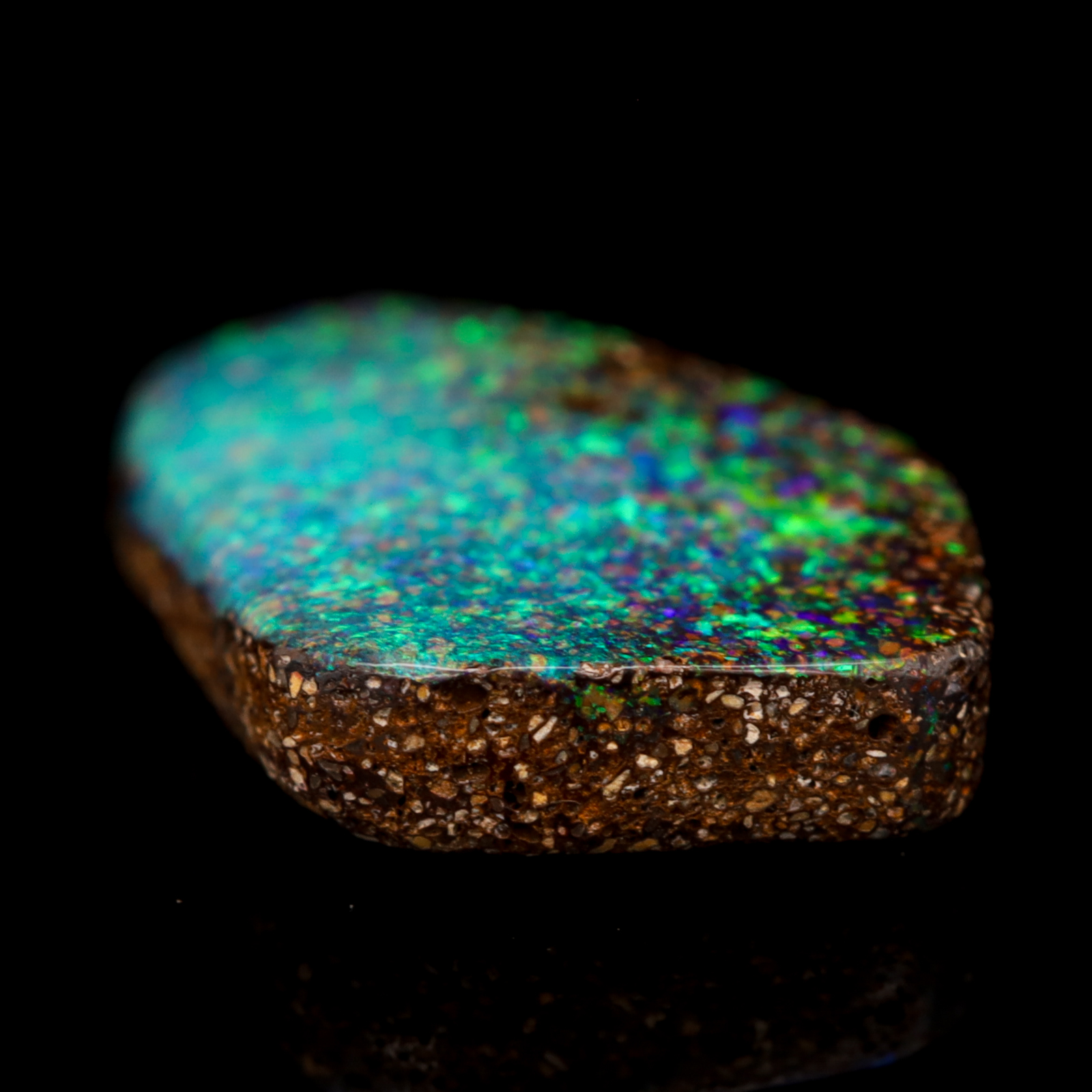 Unset Blue Green Boulder Opal