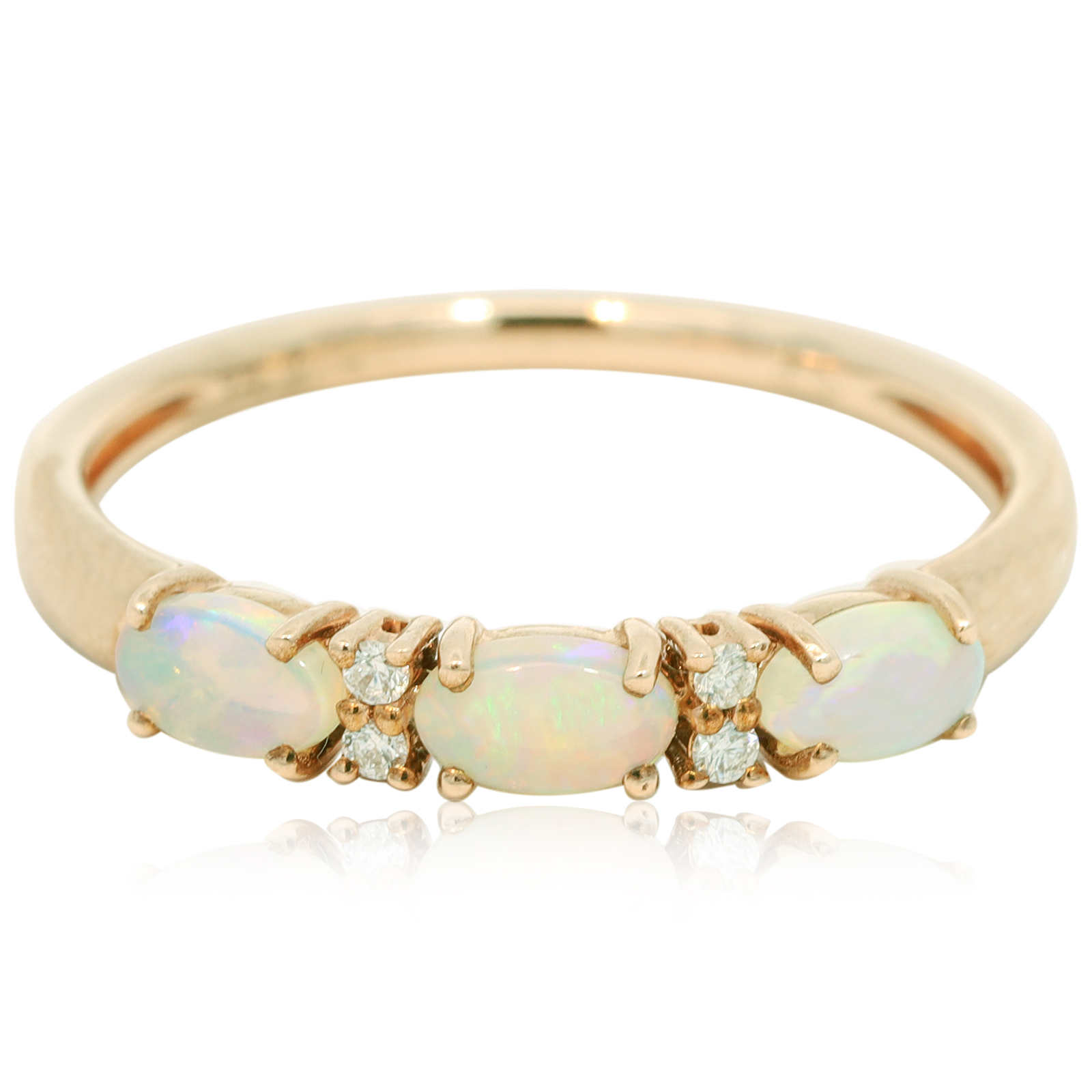 Yellow Gold Blue Green Yellow Crystal Opal and Diamond Ring