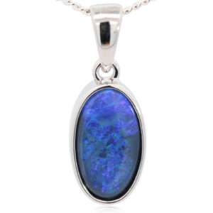 Sterling Silver Blue Purple Black Opal Pendant