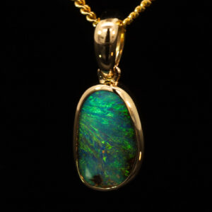 Yellow Gold Green Yellow Orange Boulder Opal Pendant