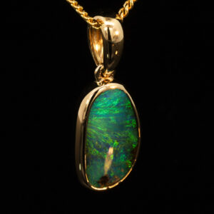 Yellow Gold Green Yellow Orange Boulder Opal Pendant