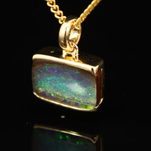 Yellow Gold Blue Green Yellow Orange Boulder Opal Pendant