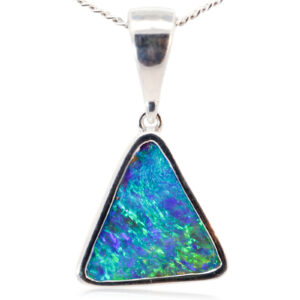 Custom Sterling Silver Blue Green Yellow Boulder Opal Pendant