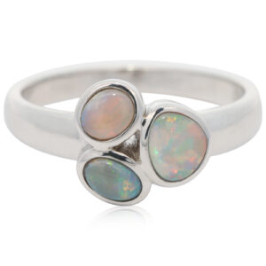 Sterling Silver Blue Green Yellow Orange Pink Crystal Opal Ring