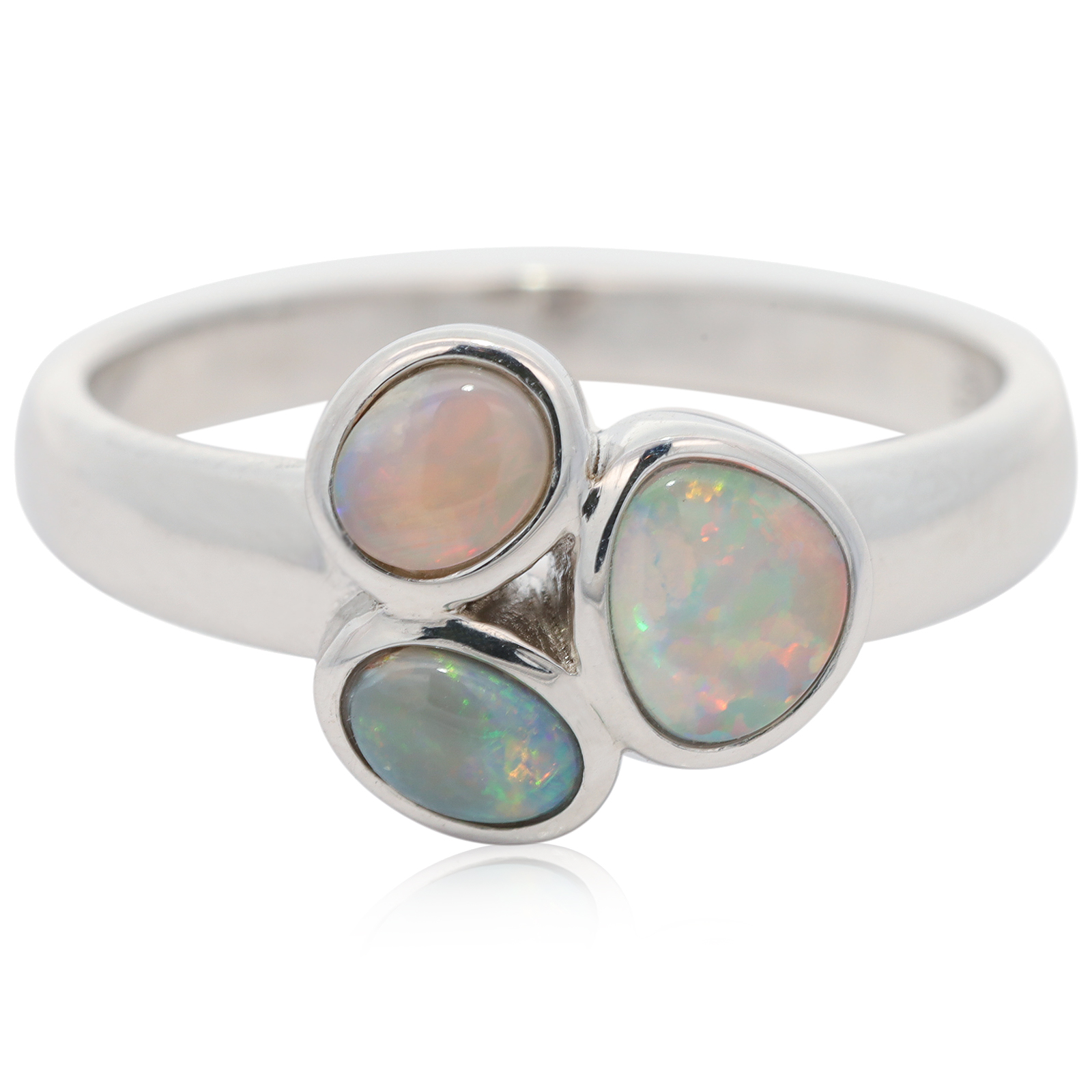 Sterling Silver Blue Green Yellow Orange Pink Crystal Opal Ring